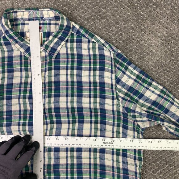 Fat Face Baird McNutt Irish Linen Shirt Men's Large Blue Green White Pink Button - Picture 7 of 12